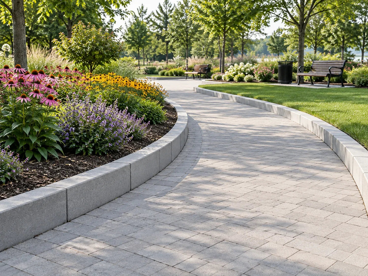 جدول بتنی در حاشیه مسیر پارک و فضای سبز