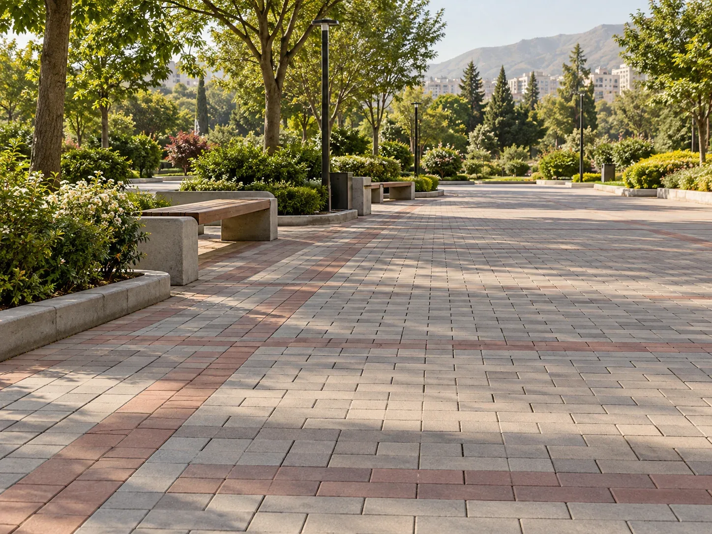 مسیر کف‌پوش بتنی در پارک و فضای عمومی